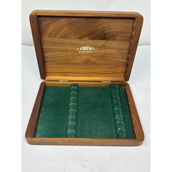 Vtg Cutco Mahogany Steak Knife Box Green Felt New Kensington 9 1/4” X 7.5” EMPTY - Picture 1 of 6